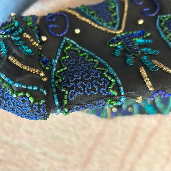 Vintage Silk Beaded Sequin Blouse Laurence Kazar SZ Petite Small Formal Holiday - Picture 9 of 9